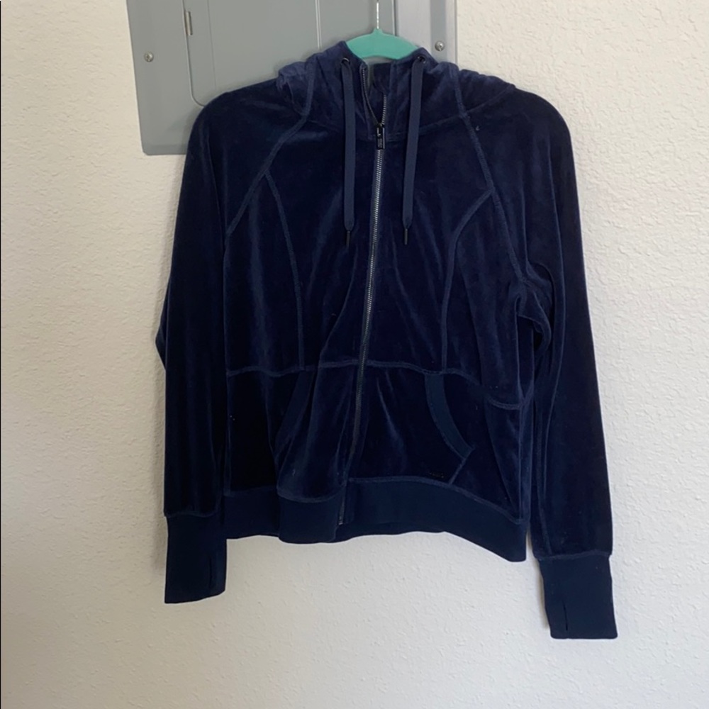 Blue Velvet Jacket with Hoodie